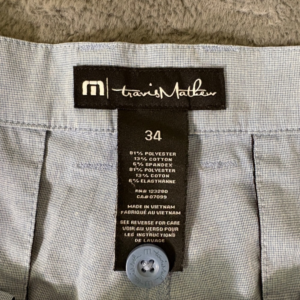 TravisMathew Mens Golf Shorts Size 34 Light Blue Stretch Flat Front AT209 - Picture 3 of 7